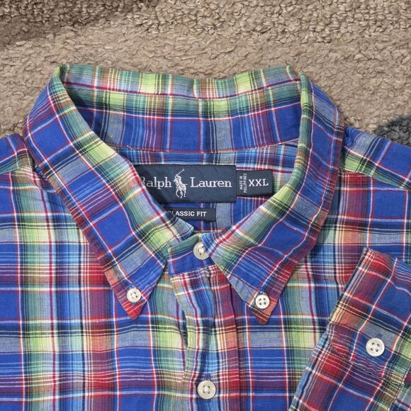 VINTAGE Polo Ralph Lauren Shirt Adult XXL Classic Candy Plaid Mens RL 90s VTG - Picture 3 of 6